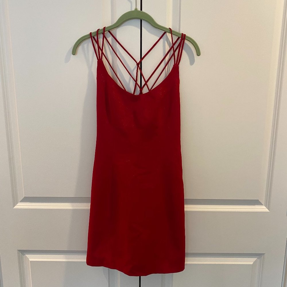 Vintage 90s Strappy Red Shimmer Dress